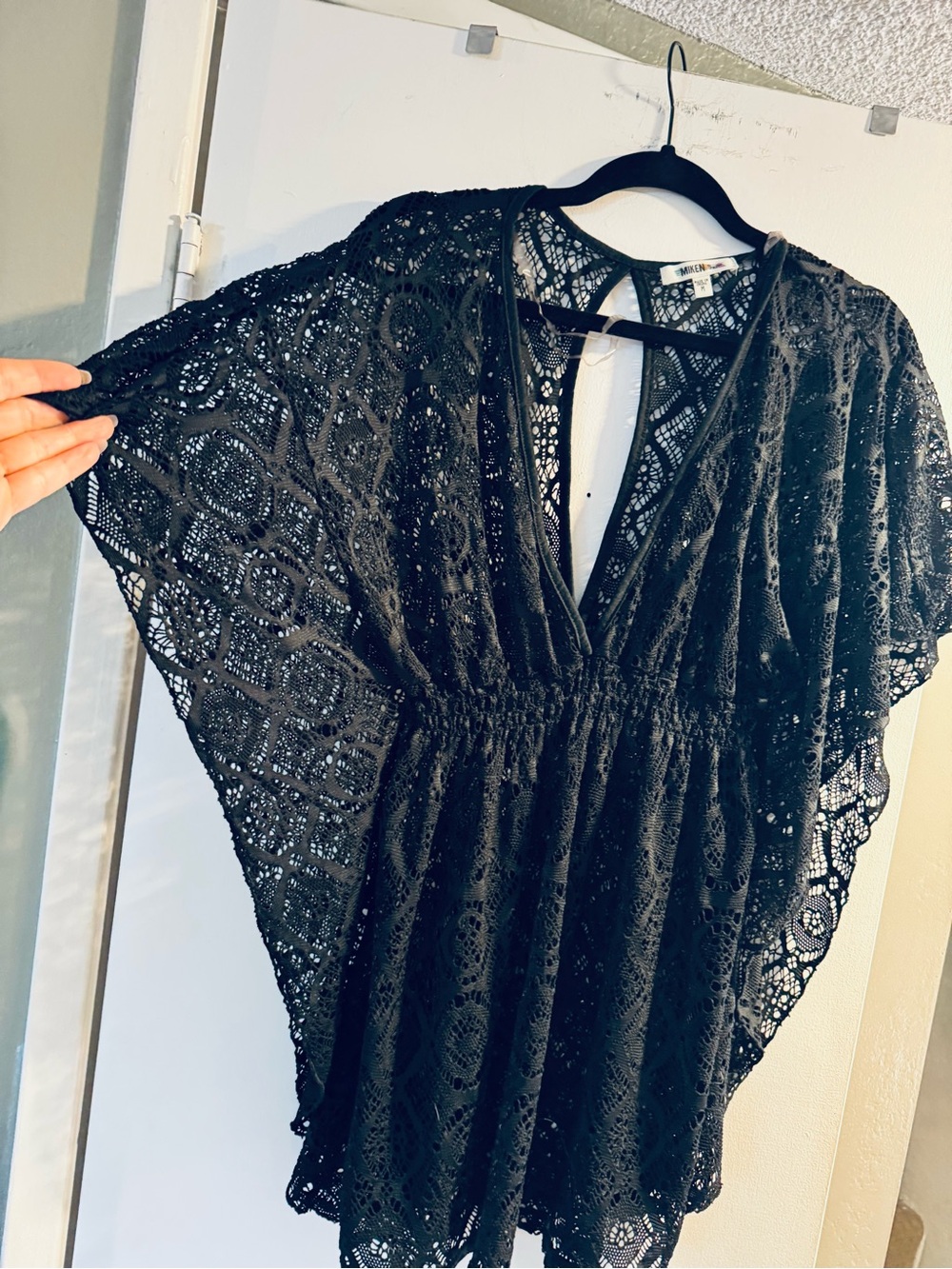 Miken Black Crochet Lace Overlay Dress